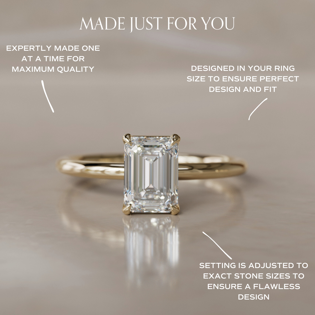Emilia Emerald Cut Diamond Modern Unique Engagement Ring Solitaire By Valley Rose