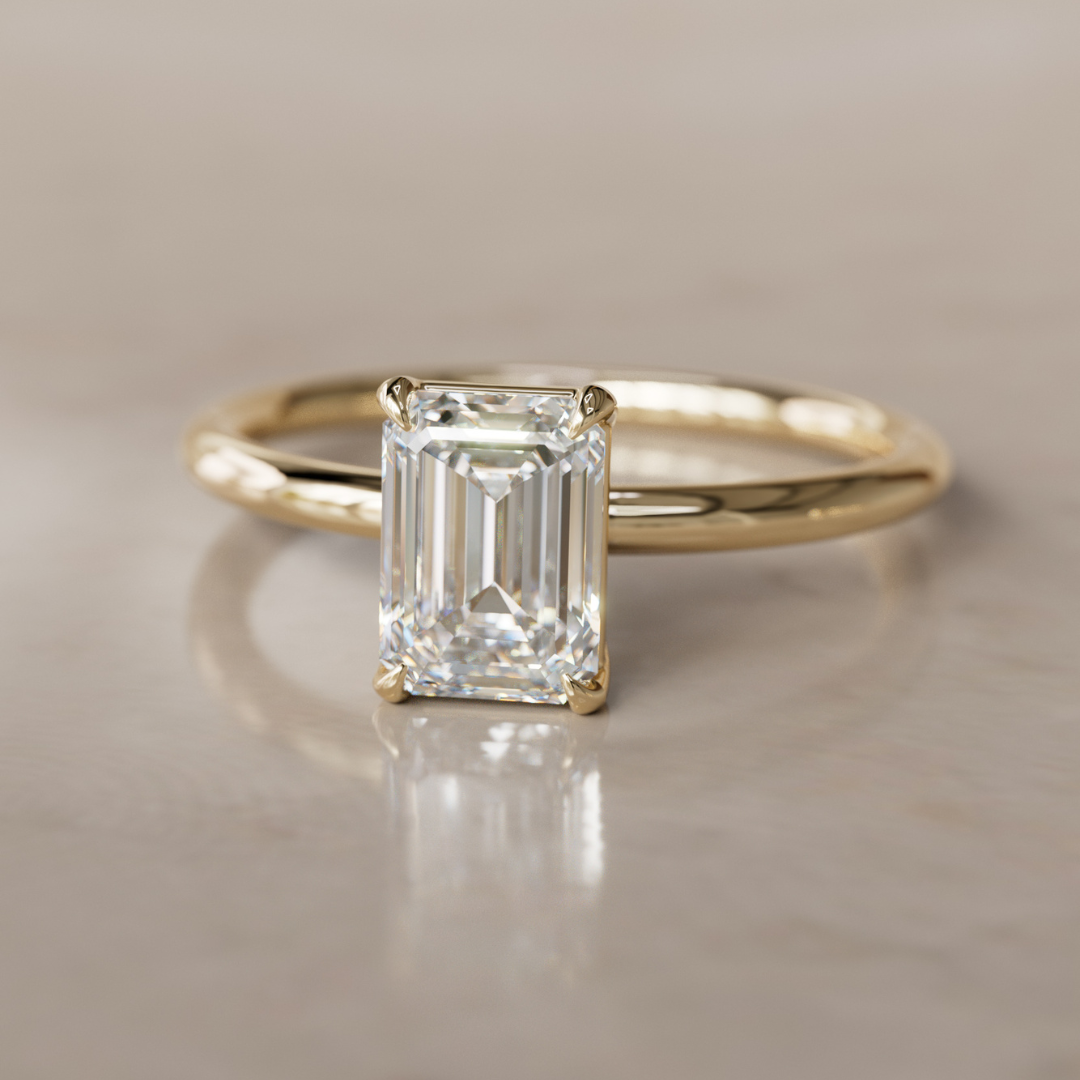 Emilia Emerald Cut Diamond Modern Unique Engagement Ring Solitaire By Valley Rose