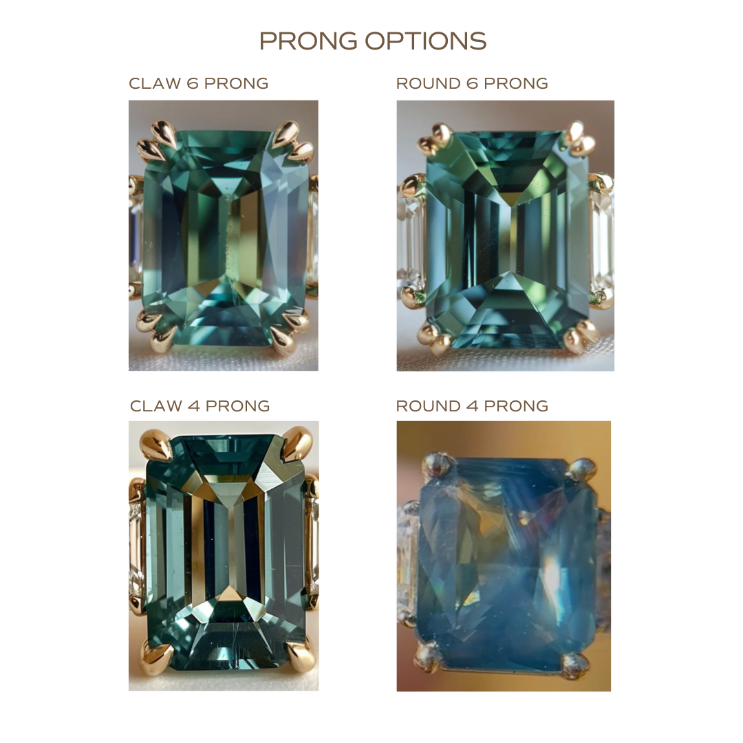 Emilia Emerald Cut Teal Sapphire Modern Unique Engagement Ring Solitaire By Valley Rose