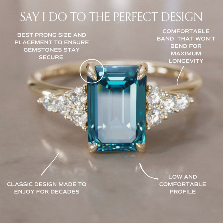 Erica Emerald Cut Blue Sapphire Modern Unique Engagement Ring By Valley Rose