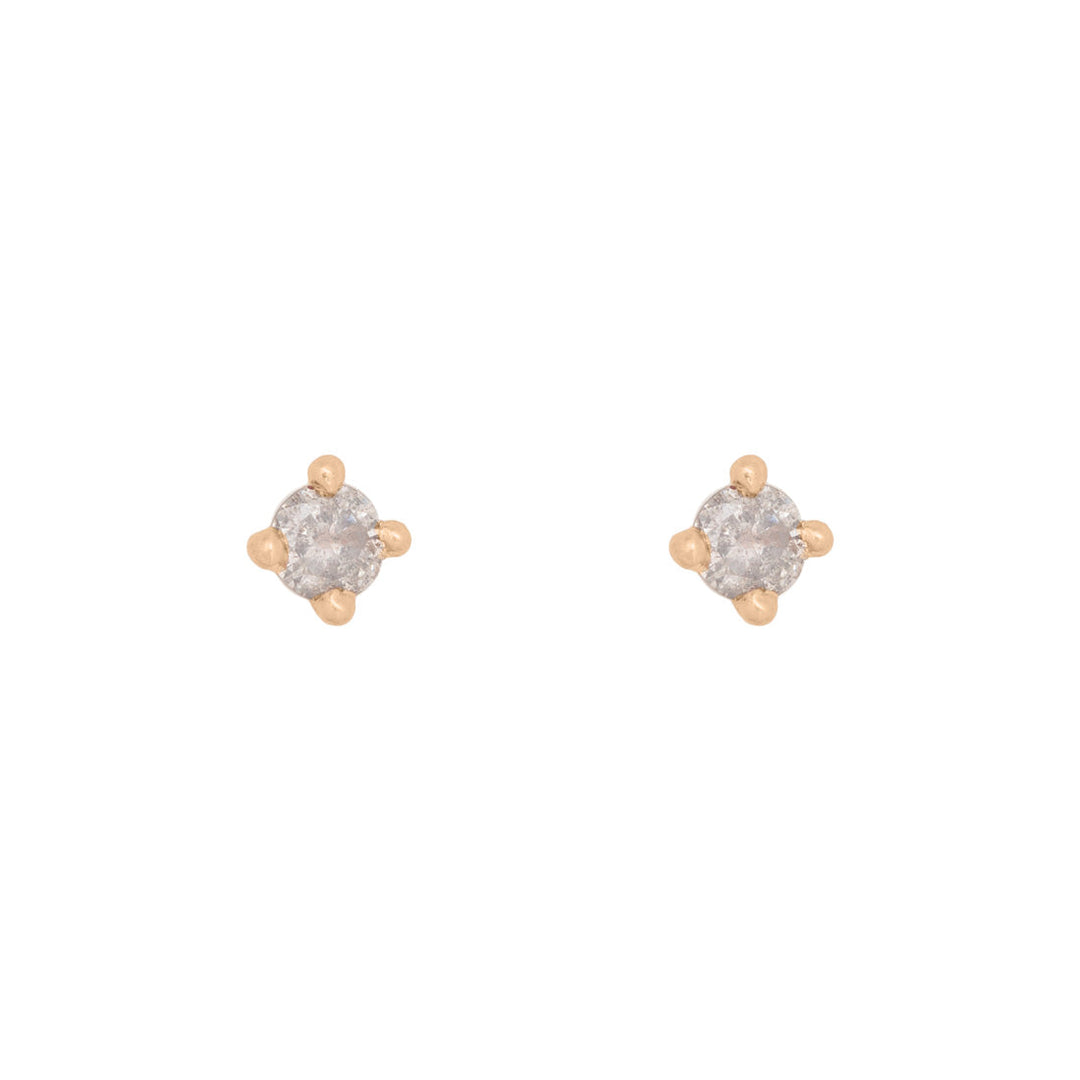 Salt and Pepper Grey Diamond Studs - Solitaire Earrings By Valley Rose Ethical Jewelry