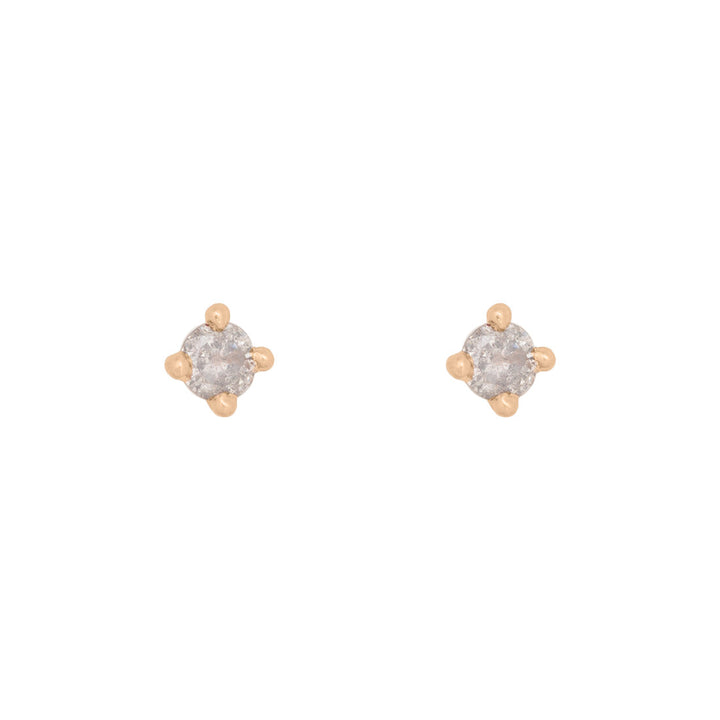 Salt and Pepper Grey Diamond Studs - Solitaire Earrings By Valley Rose Ethical Jewelry