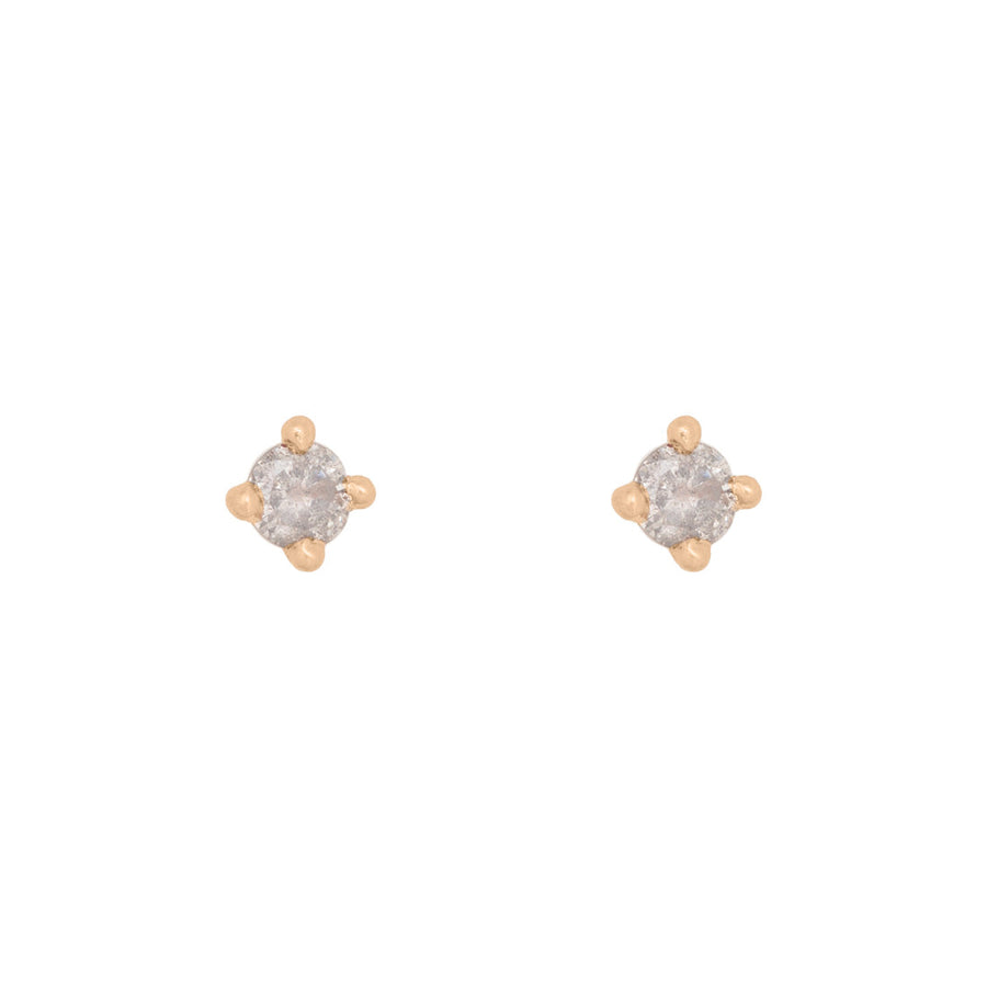 Salt and Pepper Grey Diamond Studs - Solitaire Earrings By Valley Rose Ethical Jewelry