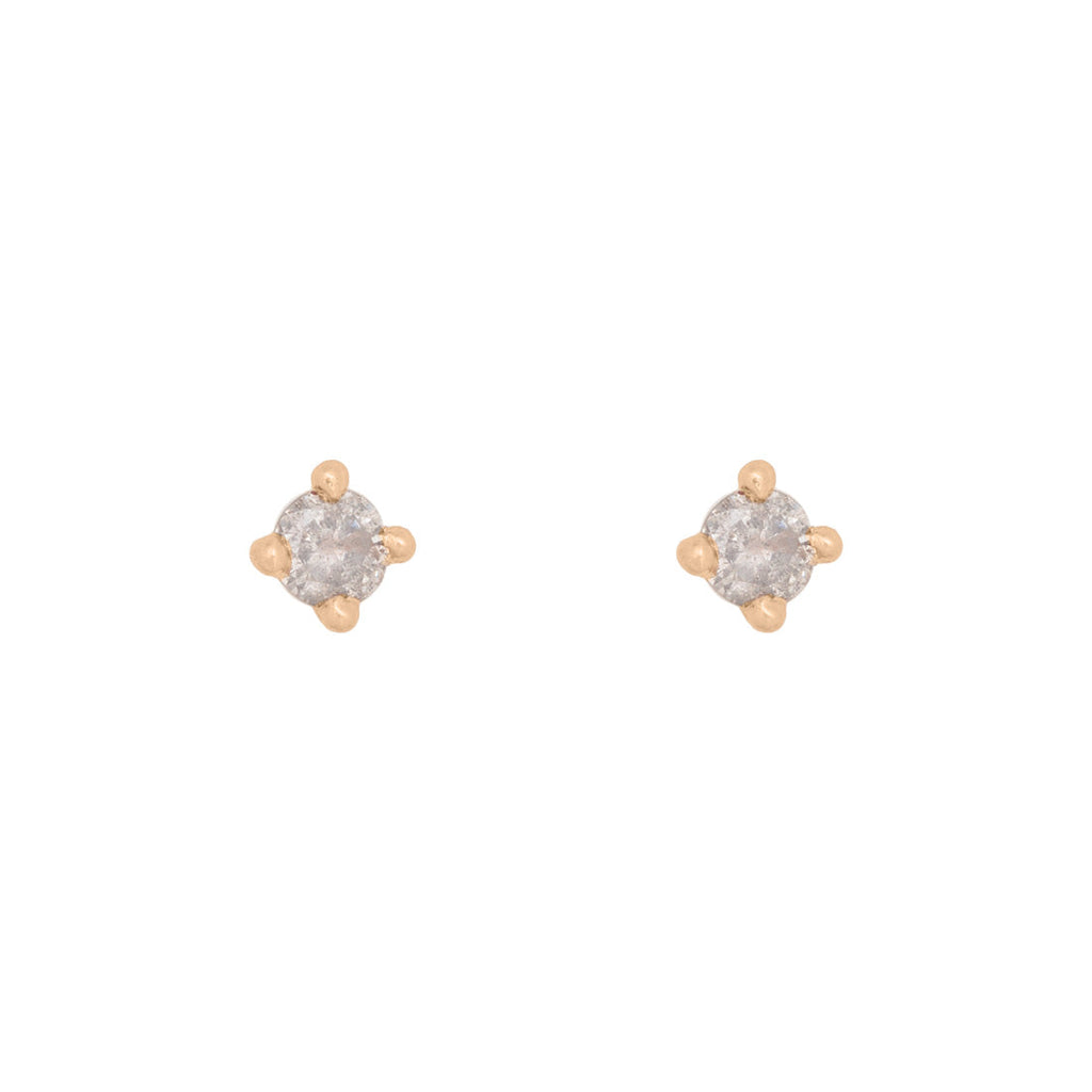 Salt and Pepper Grey Diamond Studs - Solitaire Earrings By Valley Rose Ethical Jewelry