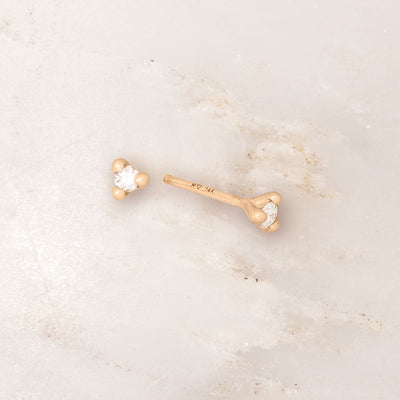 Lab Diamond Gold Studs - Tiny Diamond Earrings Lab Diamond By Valley Rose Ethical Jewelry
