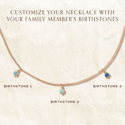 Custom Family Birthstone Necklace, Pick Your 3 Gemstones By Valley Rose Ethical Jewelry