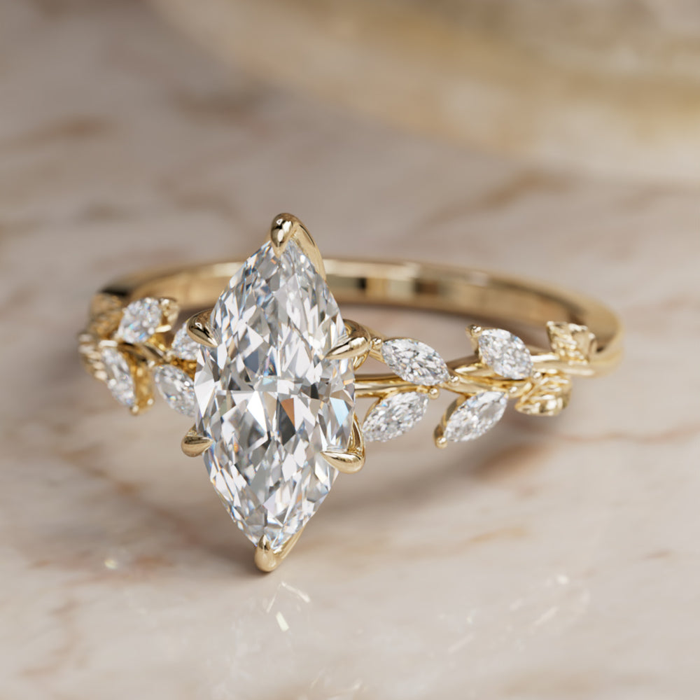 Farren Marquise Lab Diamond Engagement Fairy Flower Ring Nature Inspired By Valley Rose