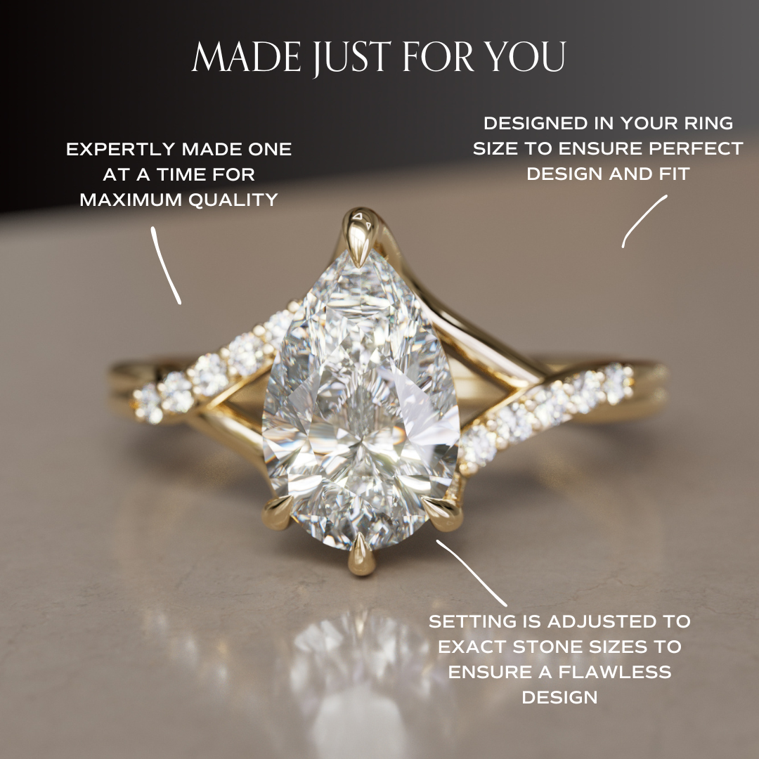 Faye Pear Lab Diamond Unique Fantasy Engagement Ring By Valley Rose