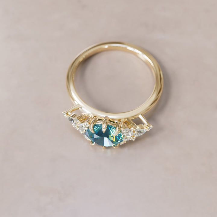 Gaia Round Blue Sapphire Engagement Flower Ring Nature Inspired By Valley Rose