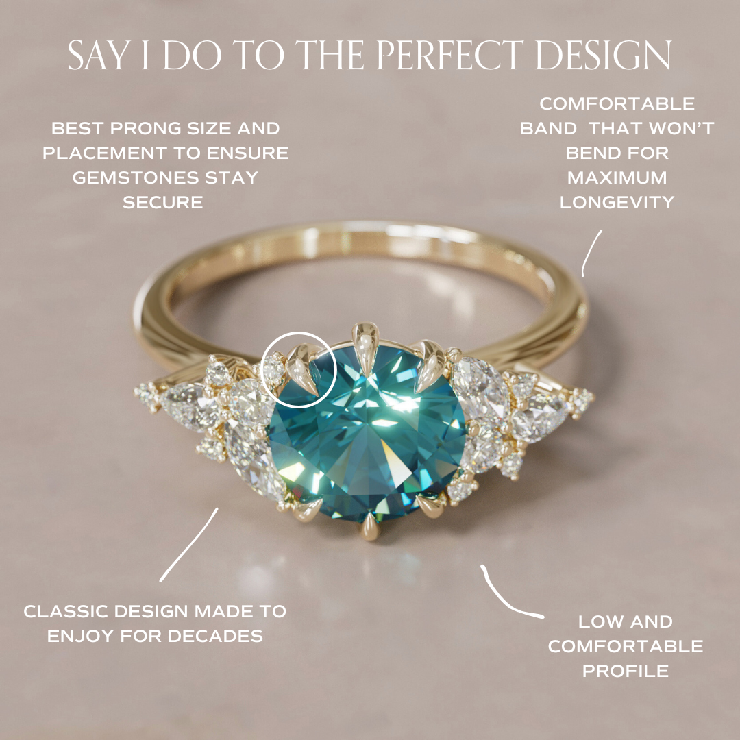 Gaia Round Blue Sapphire Engagement Flower Ring Nature Inspired By Valley Rose