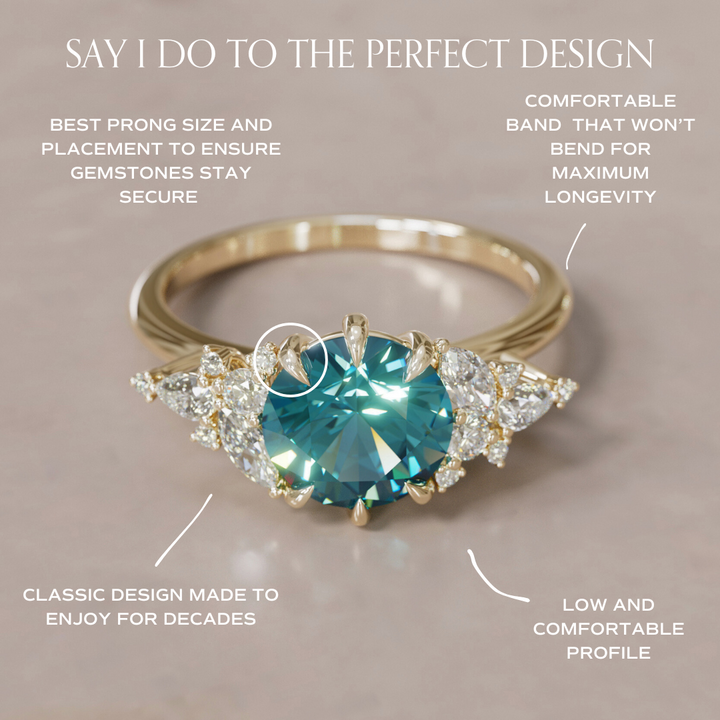 Gaia Round Blue Sapphire Engagement Flower Ring Nature Inspired By Valley Rose