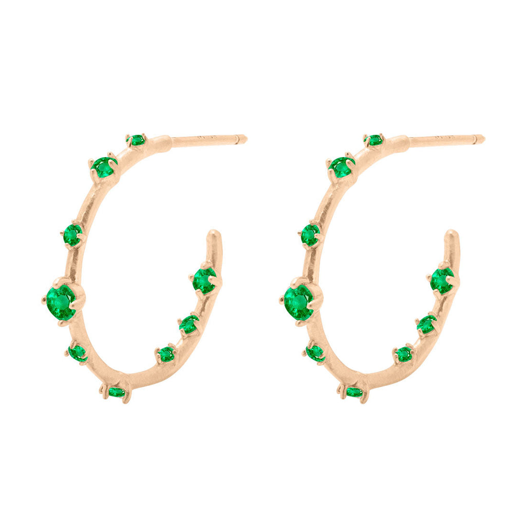 Galaxy Celestial Emerald Gold Hoop Earrings By Valley Rose Ethical Jewelry