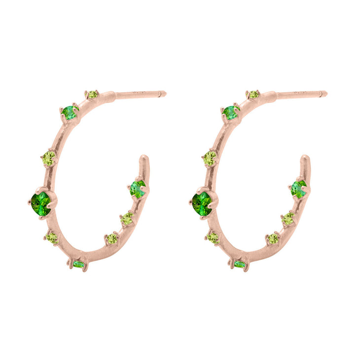 Galaxy Celestial Ombré Green Gemstone Gold Hoop Earrings By Valley Rose Ethical Jewelry