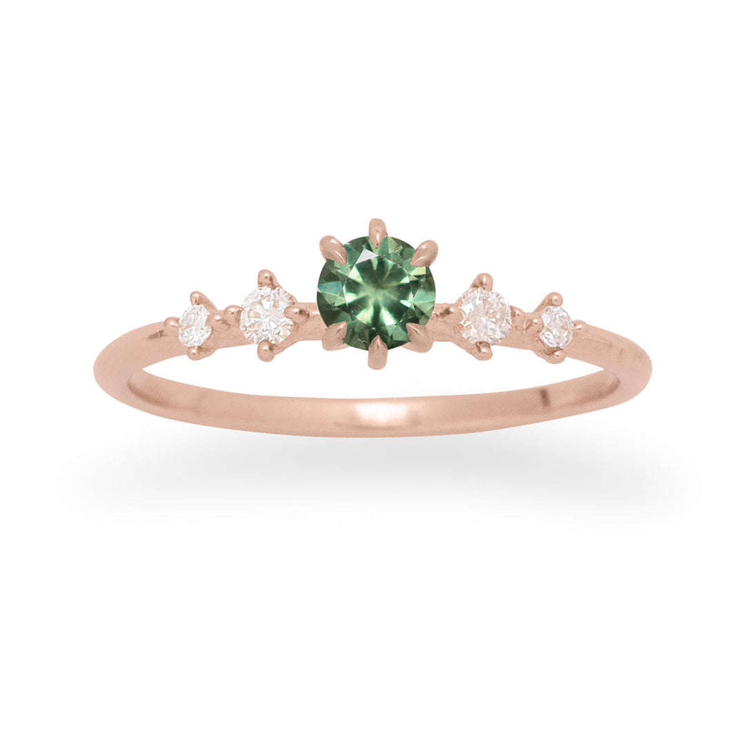 Galia Green Sapphire Minimal Dainty Engagement Ring By Valley Rose