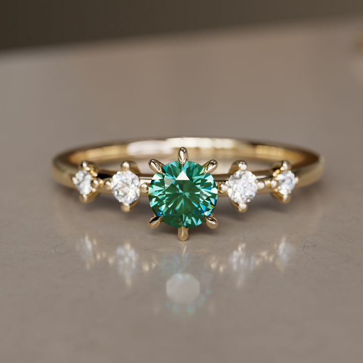 Galia Green Sapphire Minimal Dainty Engagement Ring By Valley Rose