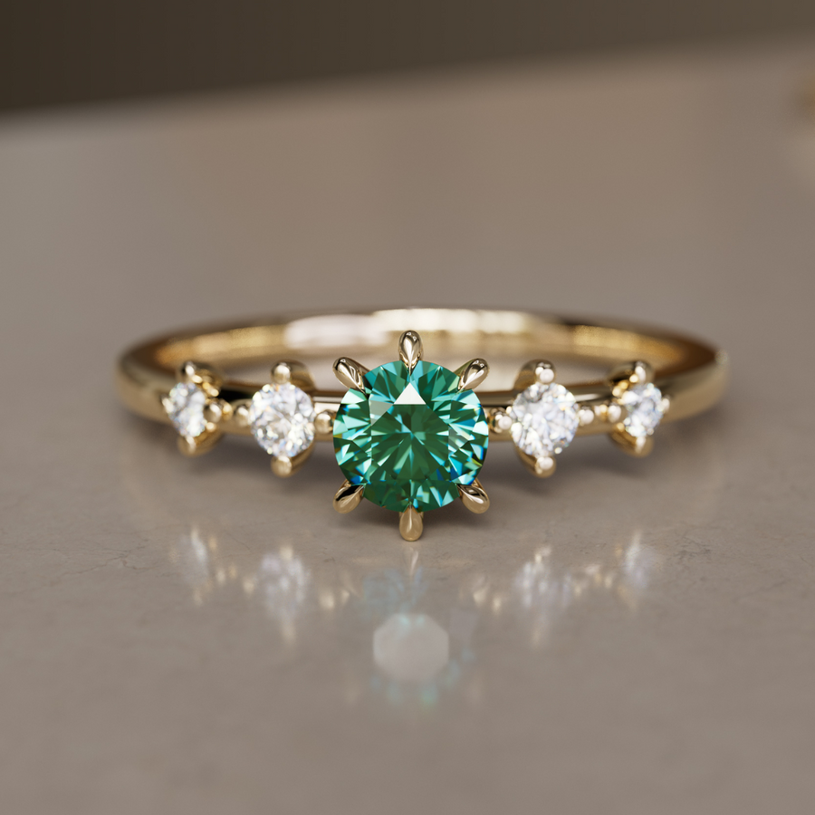 Galia Green Sapphire Minimal Dainty Engagement Ring By Valley Rose