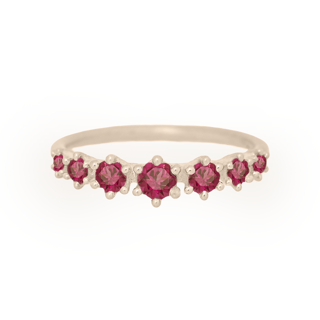 Mini Tapered Garnet Band - Gold Stacking Ring By Valley Rose Ethical Jewelry