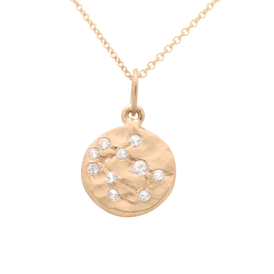Gemini Zodiac Astrology Charm - Diamond Gold Constellation Pendant Lab Diamond By Valley Rose Ethical Jewelry