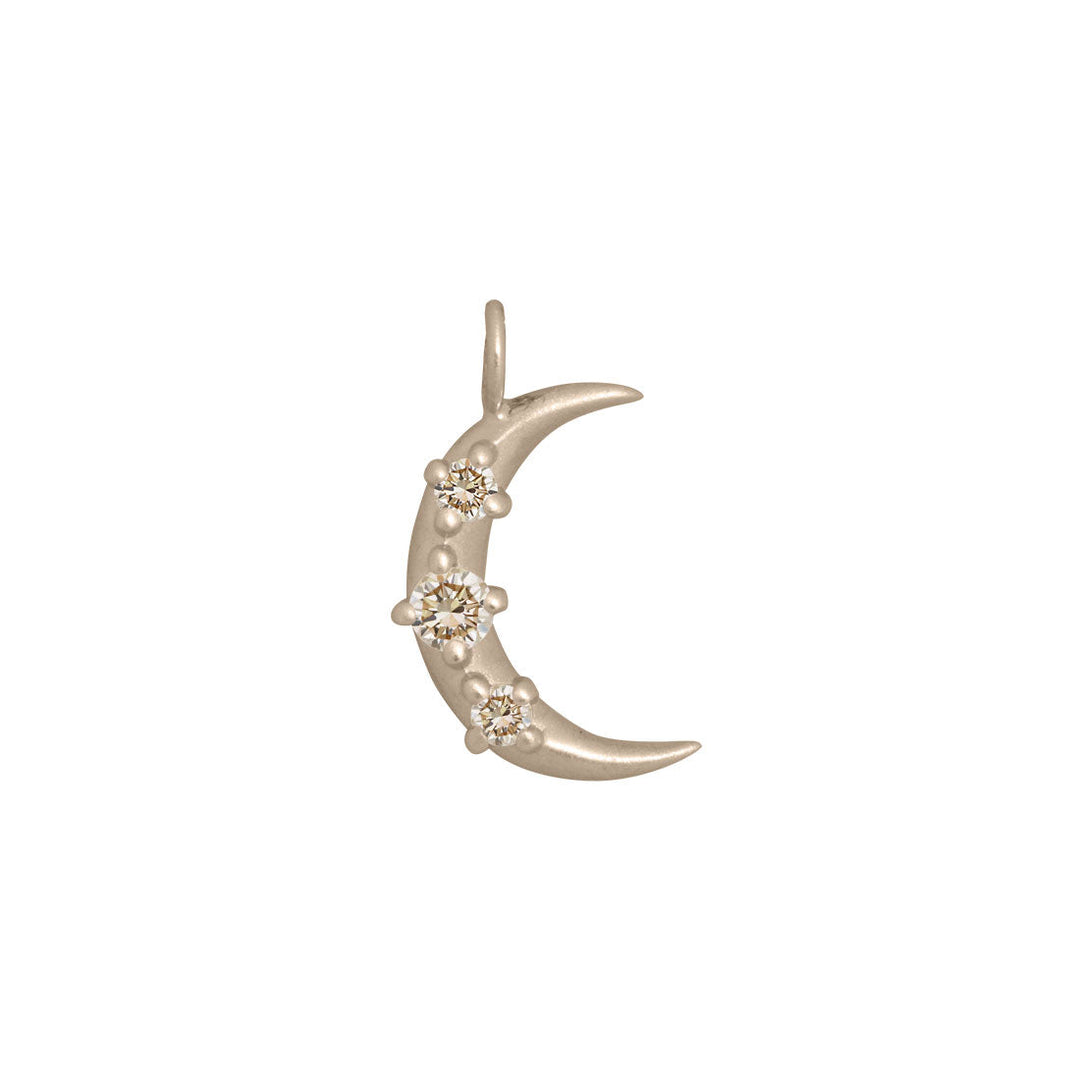 Champagne Diamond Gold Crescent Moon Charm Necklace By Valley Rose Ethical Jewelry