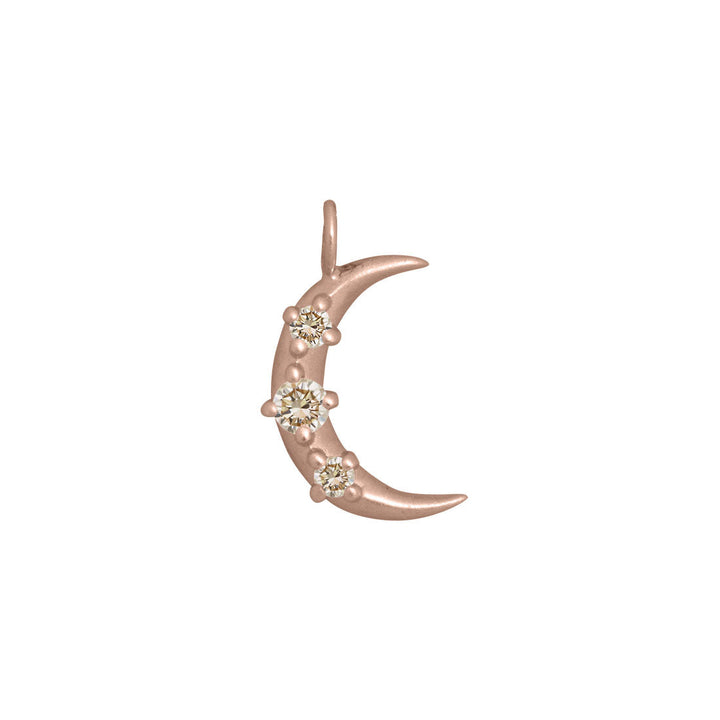 Champagne Diamond Gold Crescent Moon Charm Necklace By Valley Rose Ethical Jewelry
