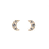 Crescent Moon Stud Earrings in Gold & Salt & Pepper Diamond Salt & Pepper Diamond Single By Valley Rose Ethical Jewelry