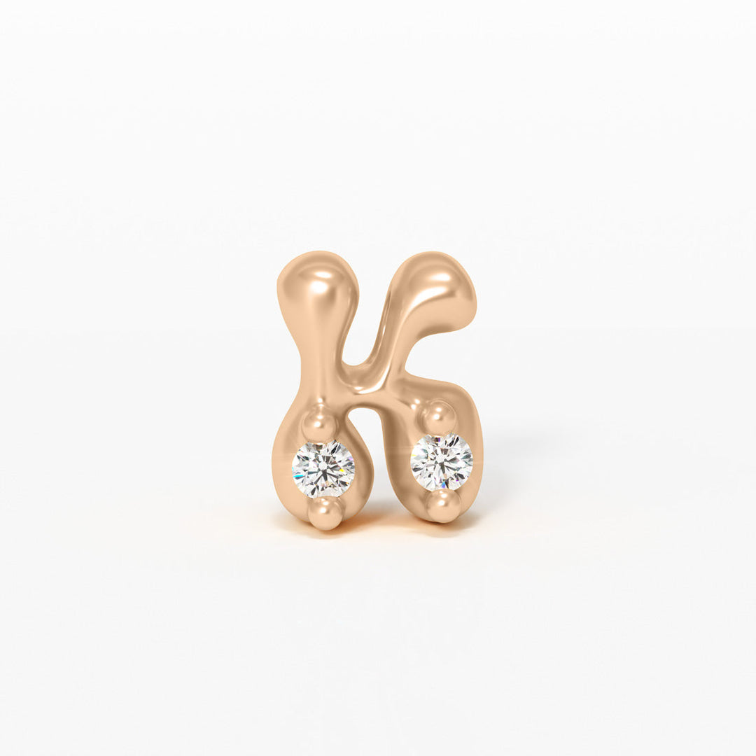 Letter Charm - 14k Gold Diamond Alphabet Bead - Initial Necklace Letter k Valley Rose Ethical Jewelry