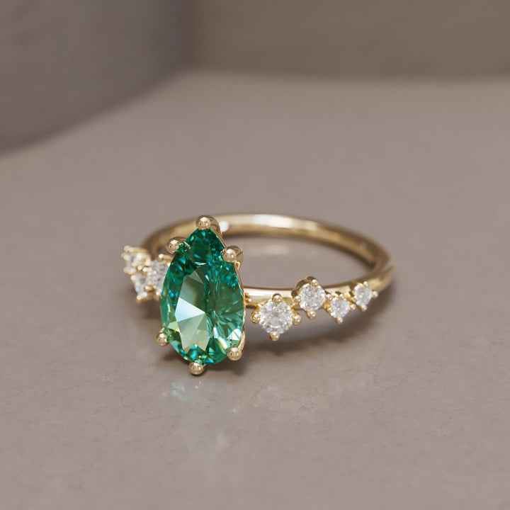 Hyacinth Pear Green Sapphire Engagement Flower Ring Nature Inspired By Valley Rose