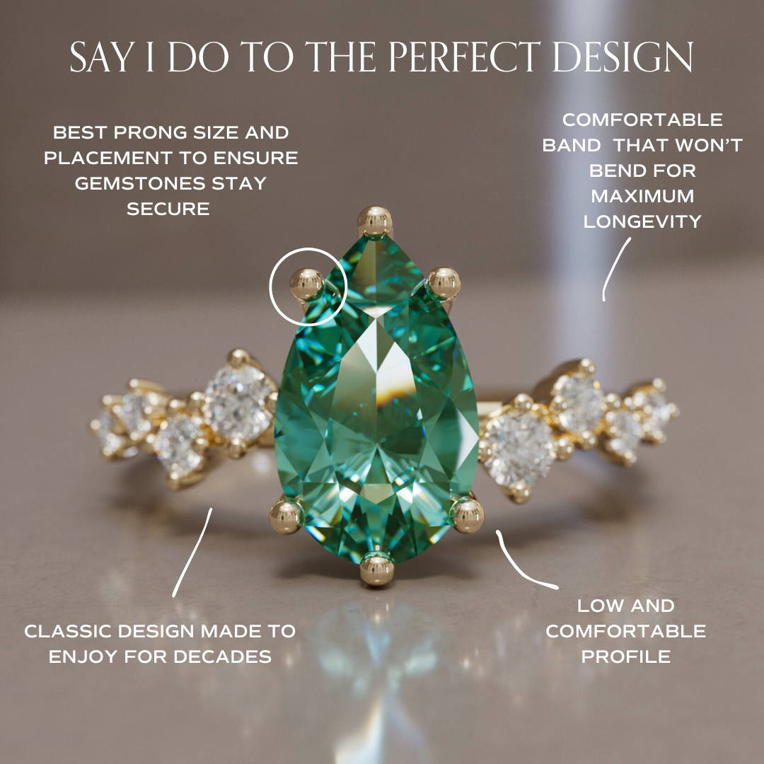 Hyacinth Pear Green Sapphire Engagement Flower Ring Nature Inspired By Valley Rose