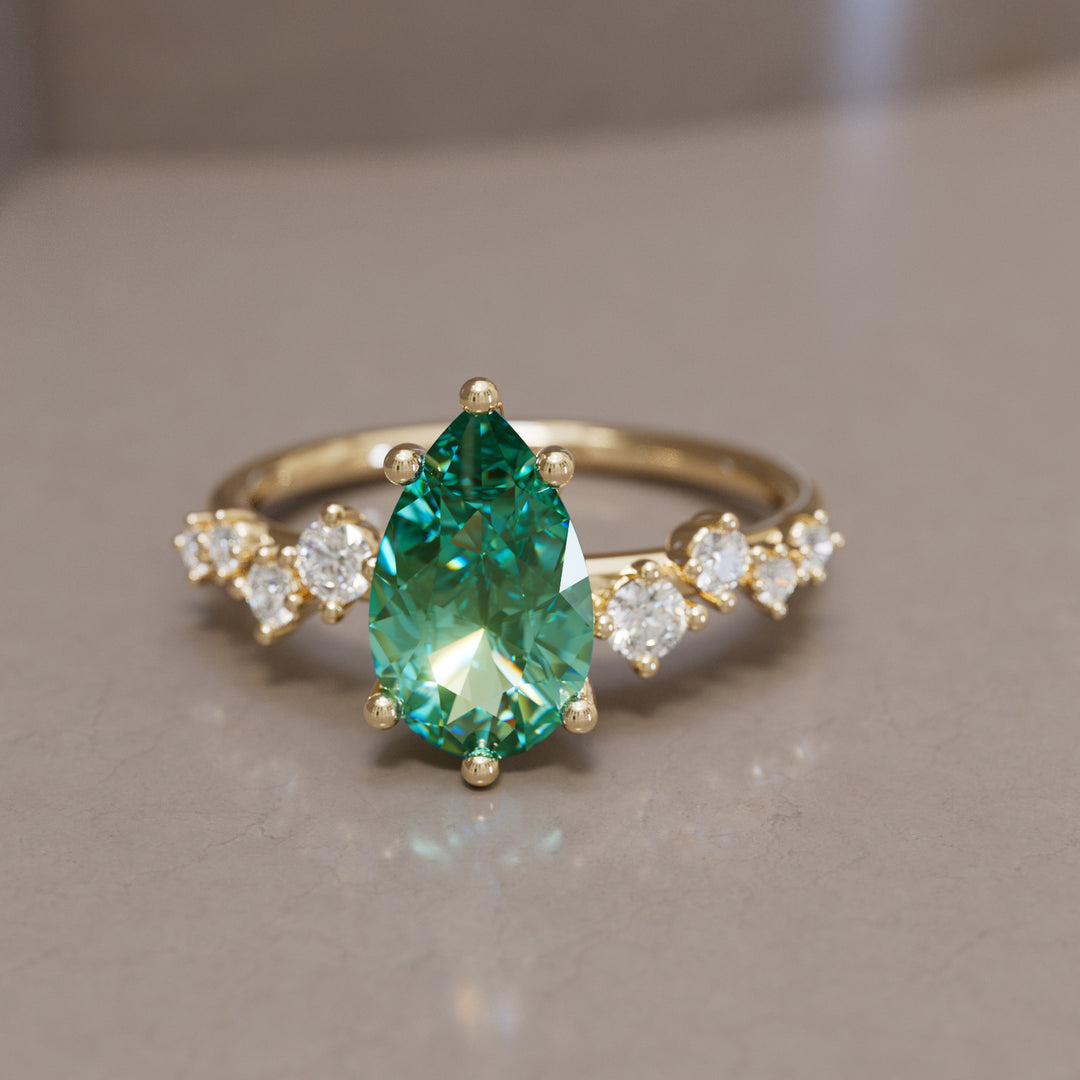 Hyacinth Pear Green Sapphire Engagement Flower Ring Nature Inspired By Valley Rose