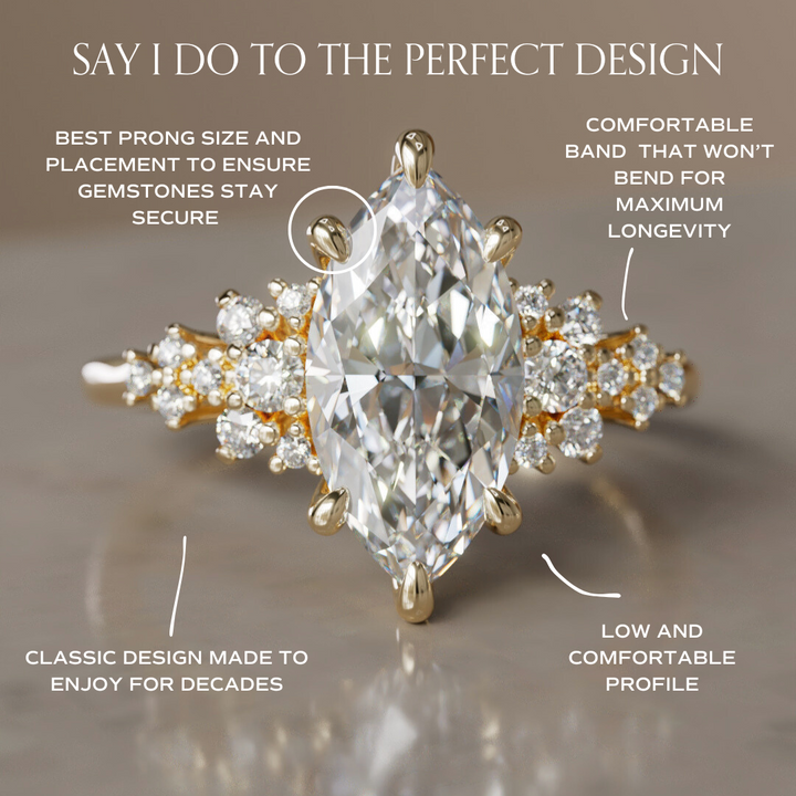 Inara Marquise Lab Diamond Unique Vintage Engagement Ring By Valley Rose