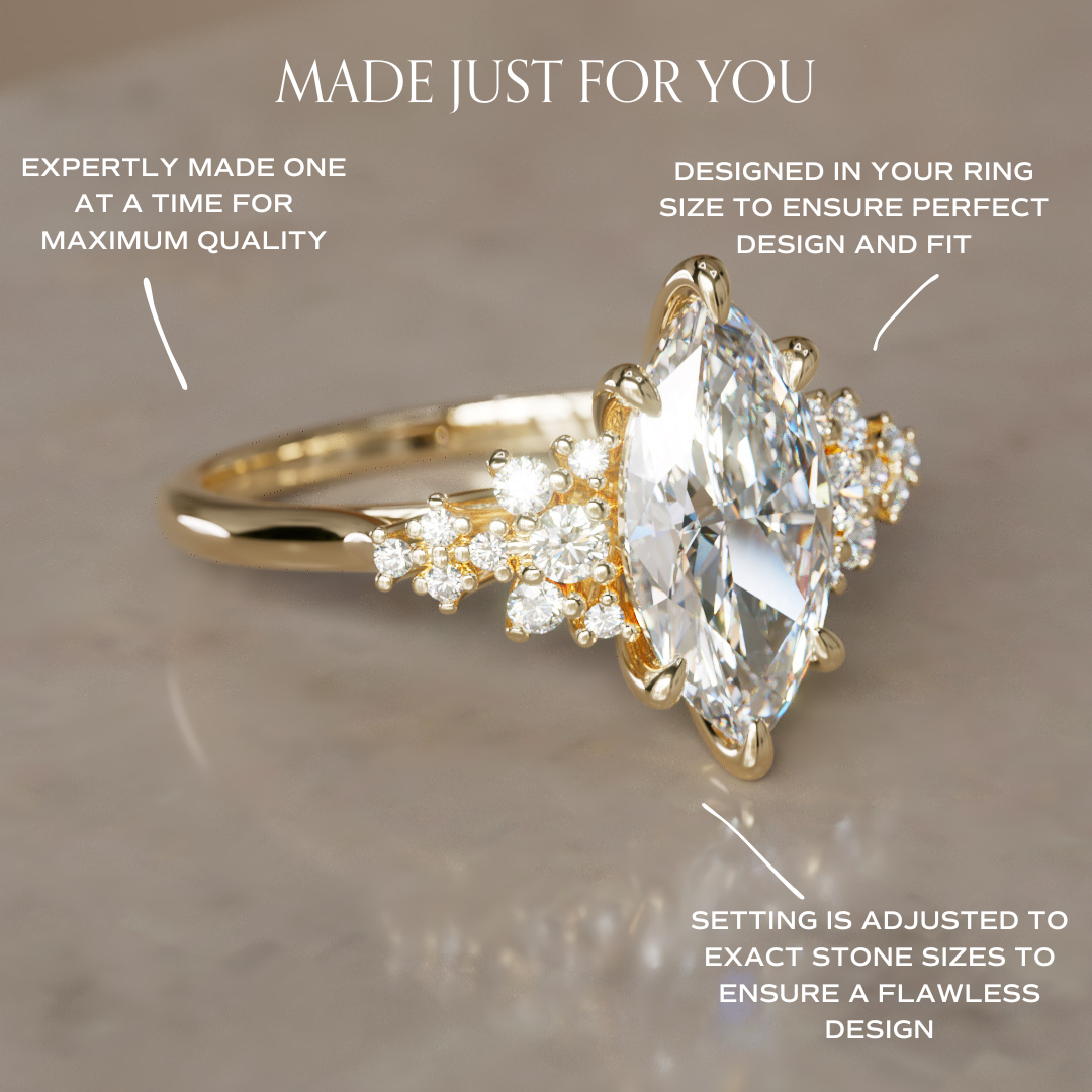Inara Marquise Lab Diamond Unique Vintage Engagement Ring By Valley Rose