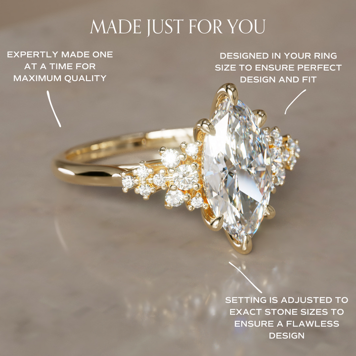 Inara Marquise Lab Diamond Unique Vintage Engagement Ring By Valley Rose