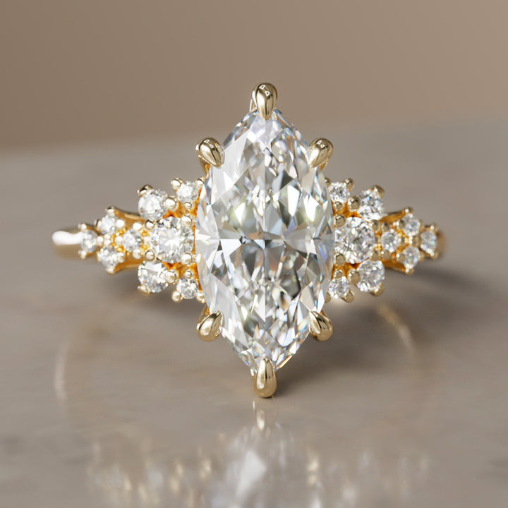 Inara Marquise Lab Diamond Unique Vintage Engagement Ring By Valley Rose