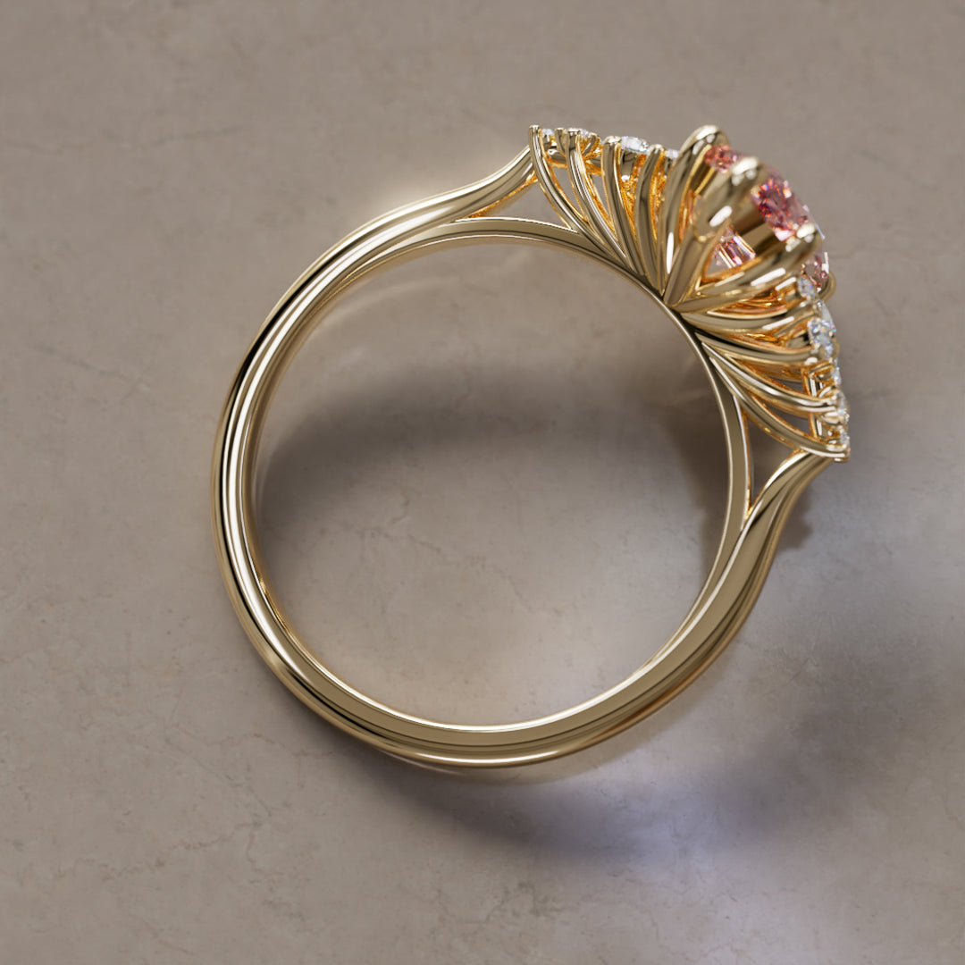Inara Marquise Pink Lab Diamond Unique Vintage Engagement Ring By Valley Rose
