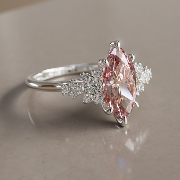 Inara Marquise Pink Lab Diamond Unique Vintage Engagement Ring By Valley Rose