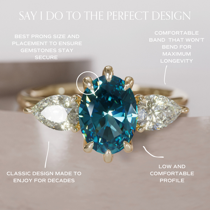 Irina Oval Blue Sapphire Modern Unique Engagement Ring By Valley Rose