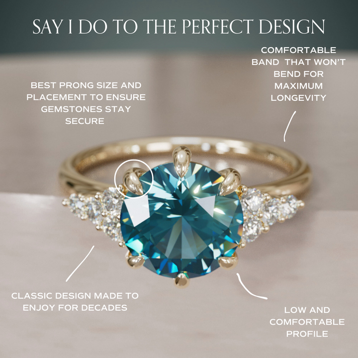 Iris Round Blue Sapphire Modern Unique Engagement Ring By Valley Rose
