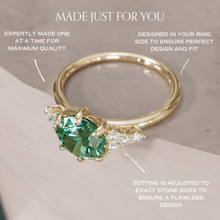 Iris Round Green Sapphire Modern Unique Engagement Ring By Valley Rose