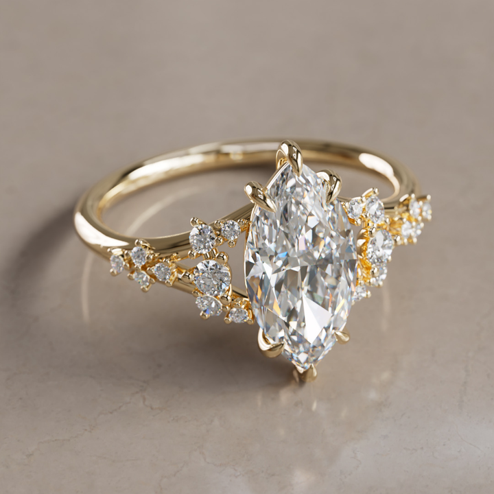 Isadora Marquise Lab Diamond Unique Engagement Ring By Valley Rose