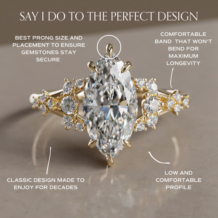 Isadora Marquise Lab Diamond Unique Engagement Ring By Valley Rose