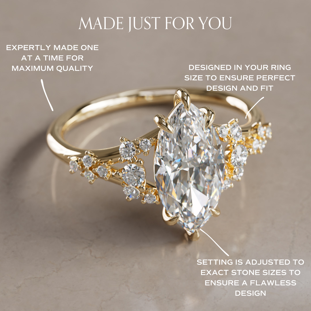 Isadora Marquise Lab Diamond Unique Engagement Ring By Valley Rose