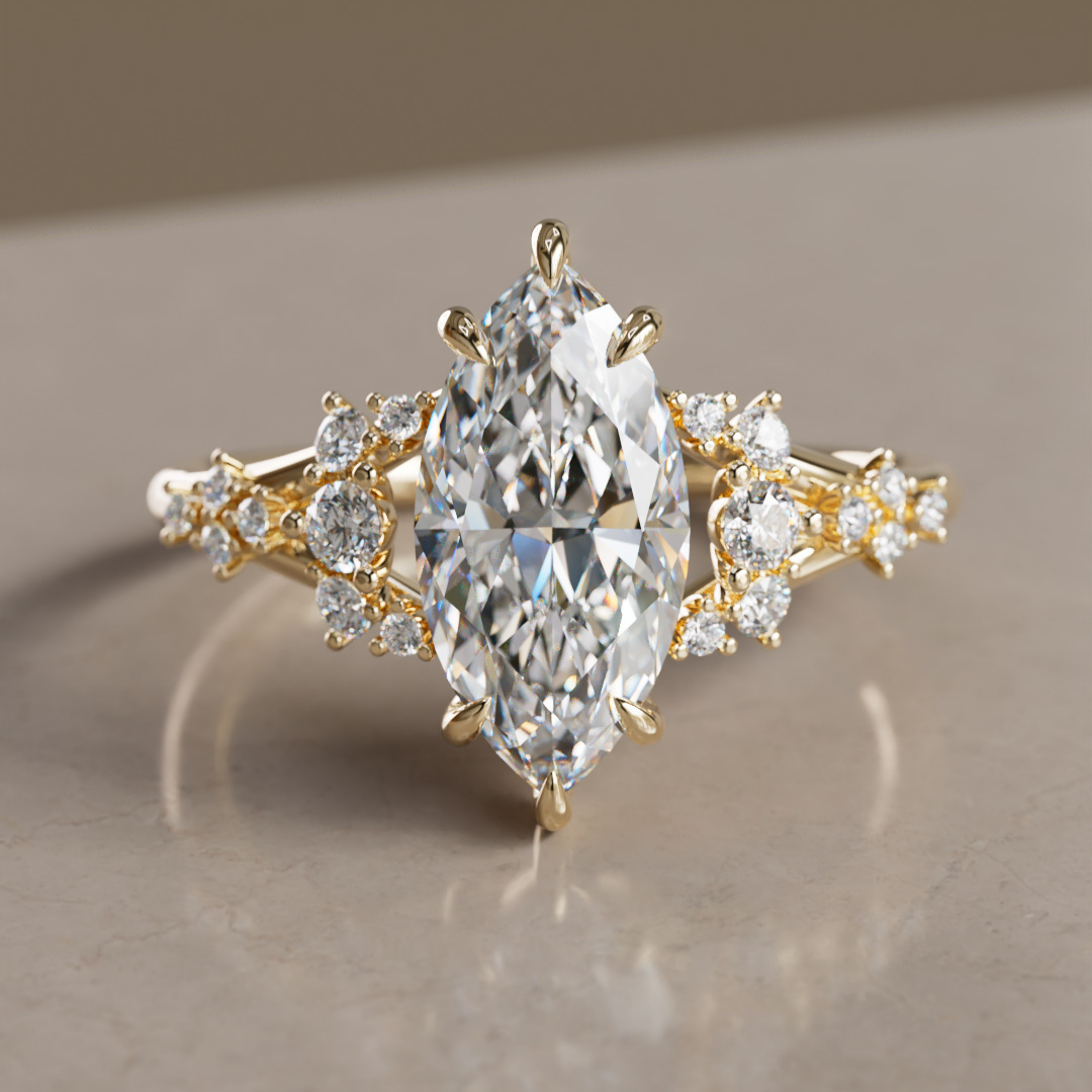 Isadora Marquise Lab Diamond Unique Engagement Ring By Valley Rose