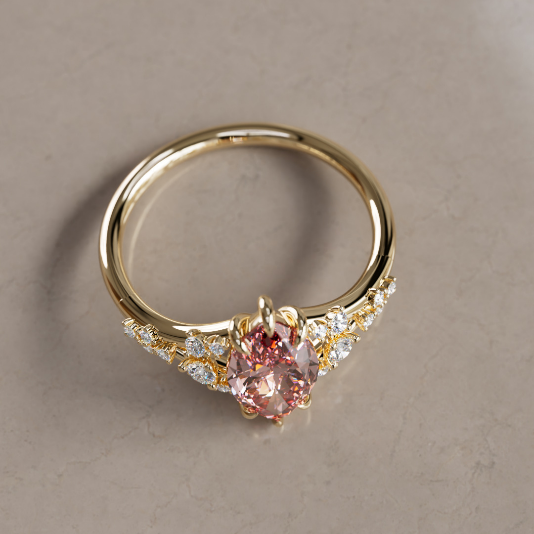 Isadora Marquise Pink Lab Diamond Fairytale Unique Engagement Ring By Valley Rose