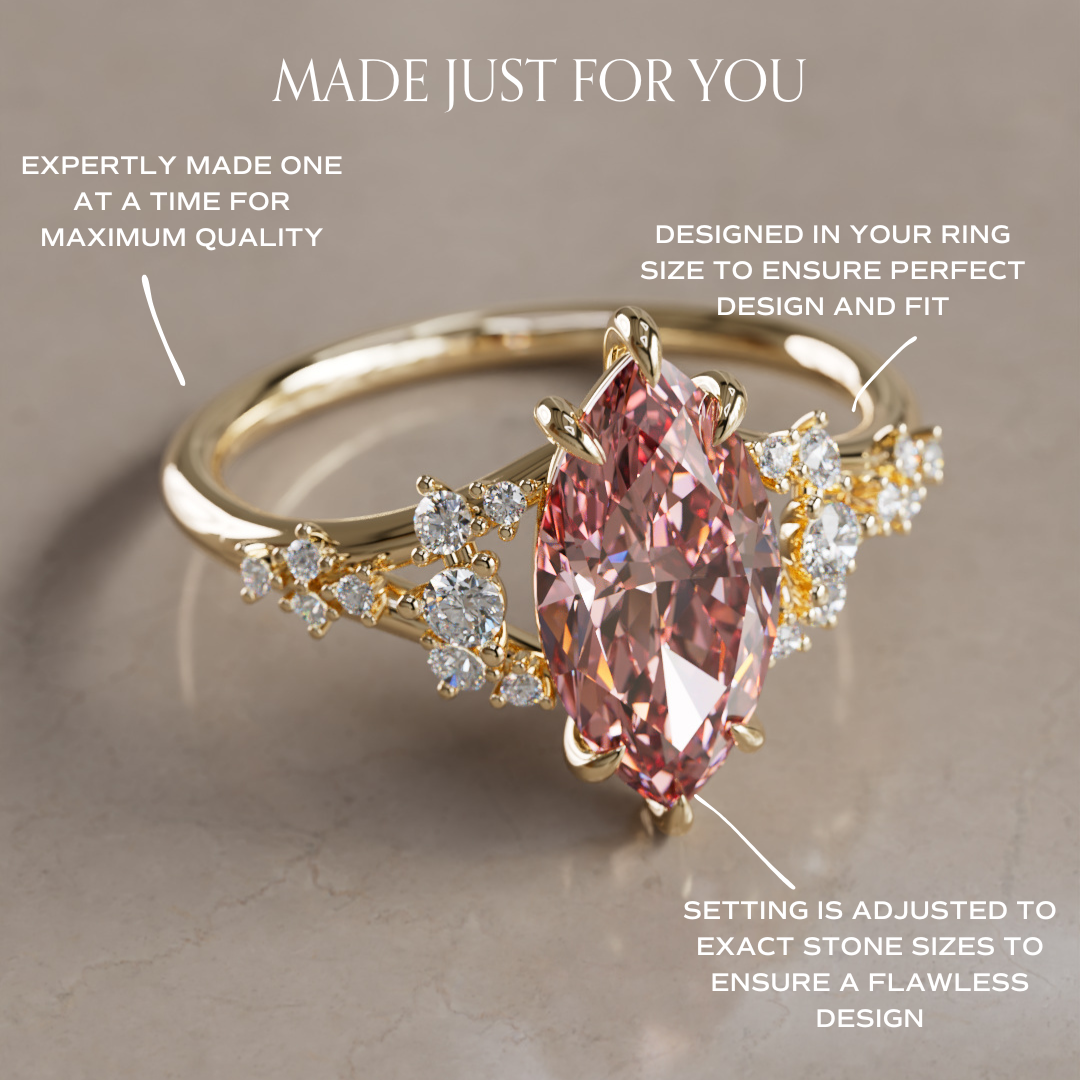 Isadora Marquise Pink Lab Diamond Fairytale Unique Engagement Ring By Valley Rose