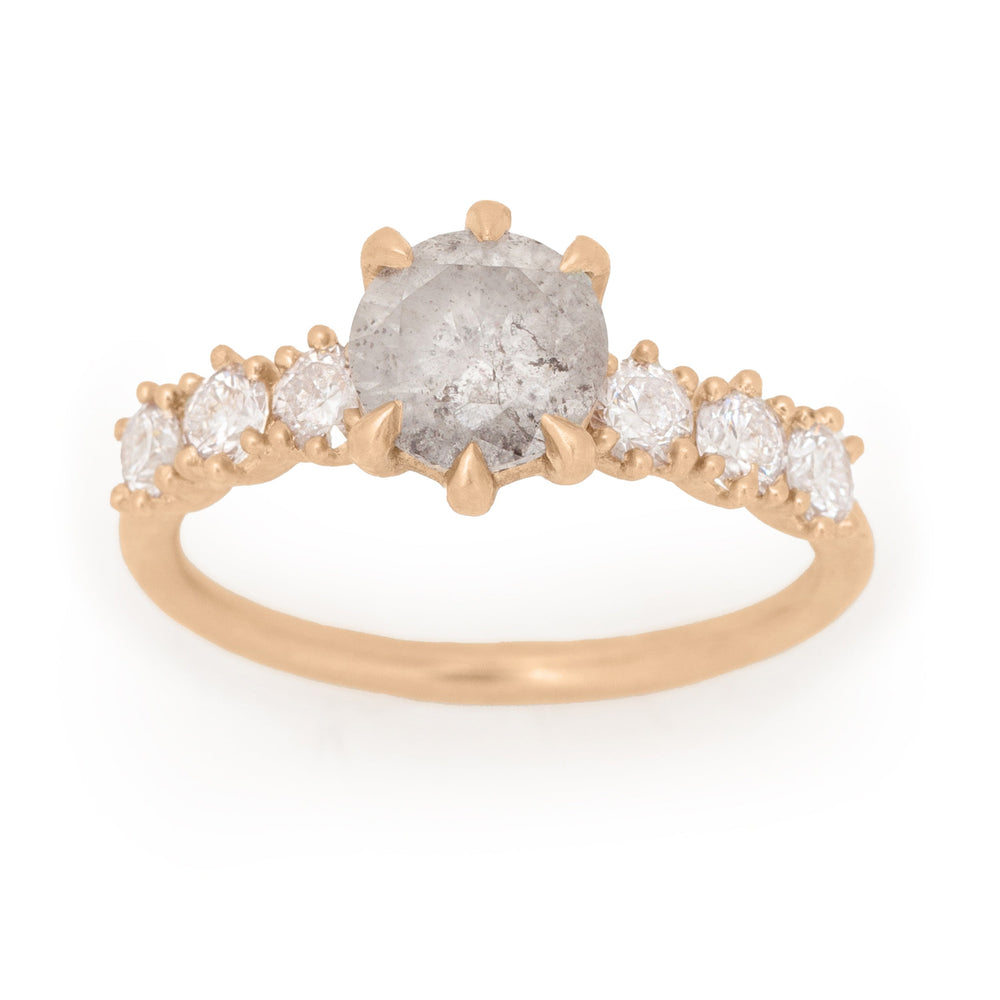 Isobel 1.52 Ct Salt & Pepper Diamond Alternative Engagement Ring By Valley Rose