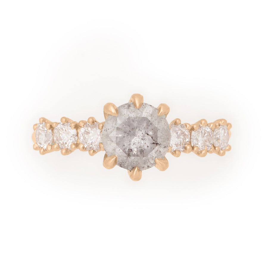 Isobel 1.52 Ct Salt & Pepper Diamond Alternative Engagement Ring By Valley Rose