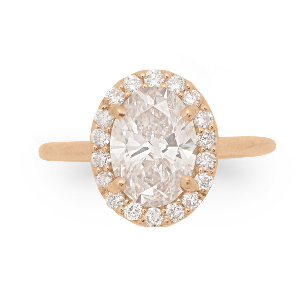 Kristina Oval Diamond Unique Vintage Halo Engagement Ring By Valley Rose