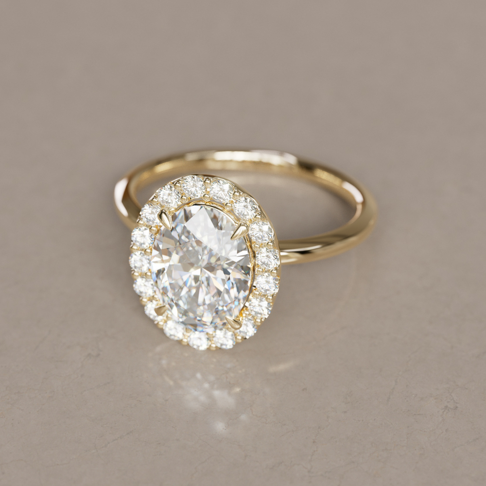 Kristina Oval Diamond Unique Vintage Halo Engagement Ring By Valley Rose