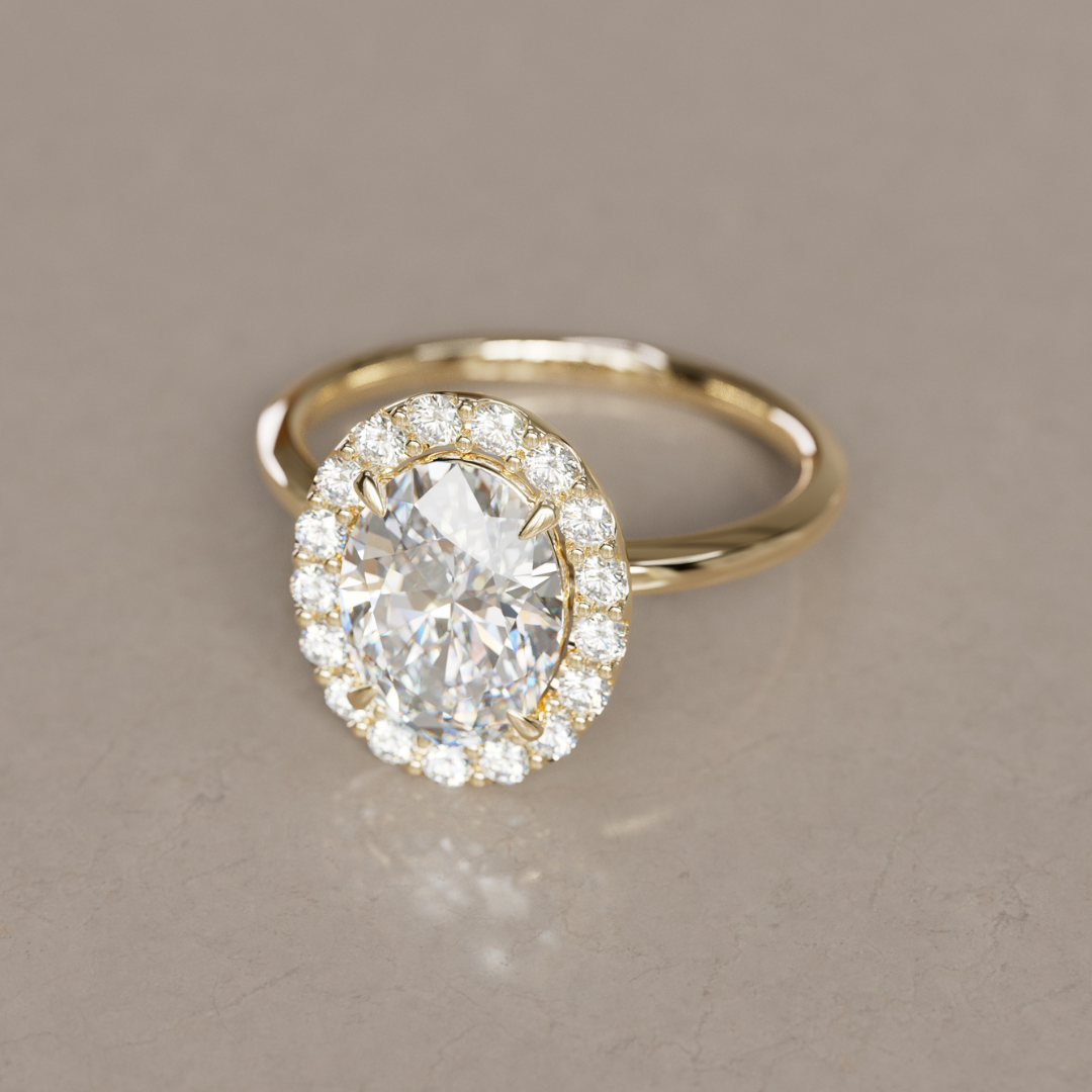 Kristina Oval Diamond Unique Vintage Halo Engagement Ring By Valley Rose