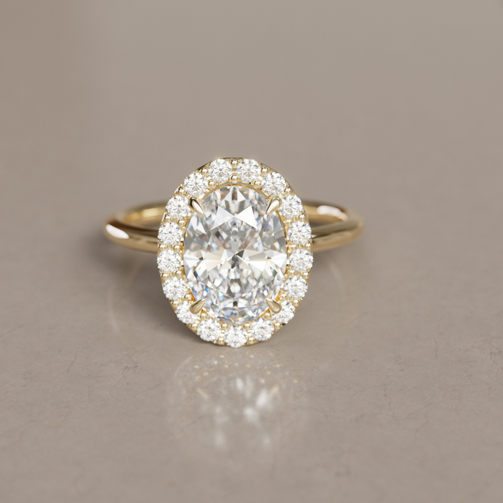 Kristina Oval Diamond Unique Vintage Halo Engagement Ring By Valley Rose